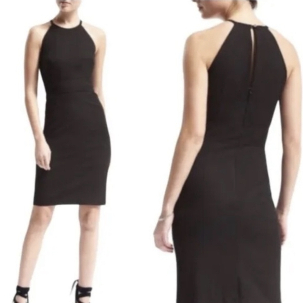 Banana Republic Bi-Stretch Racer-Neck Sheath Dress, Color Black Size 6P